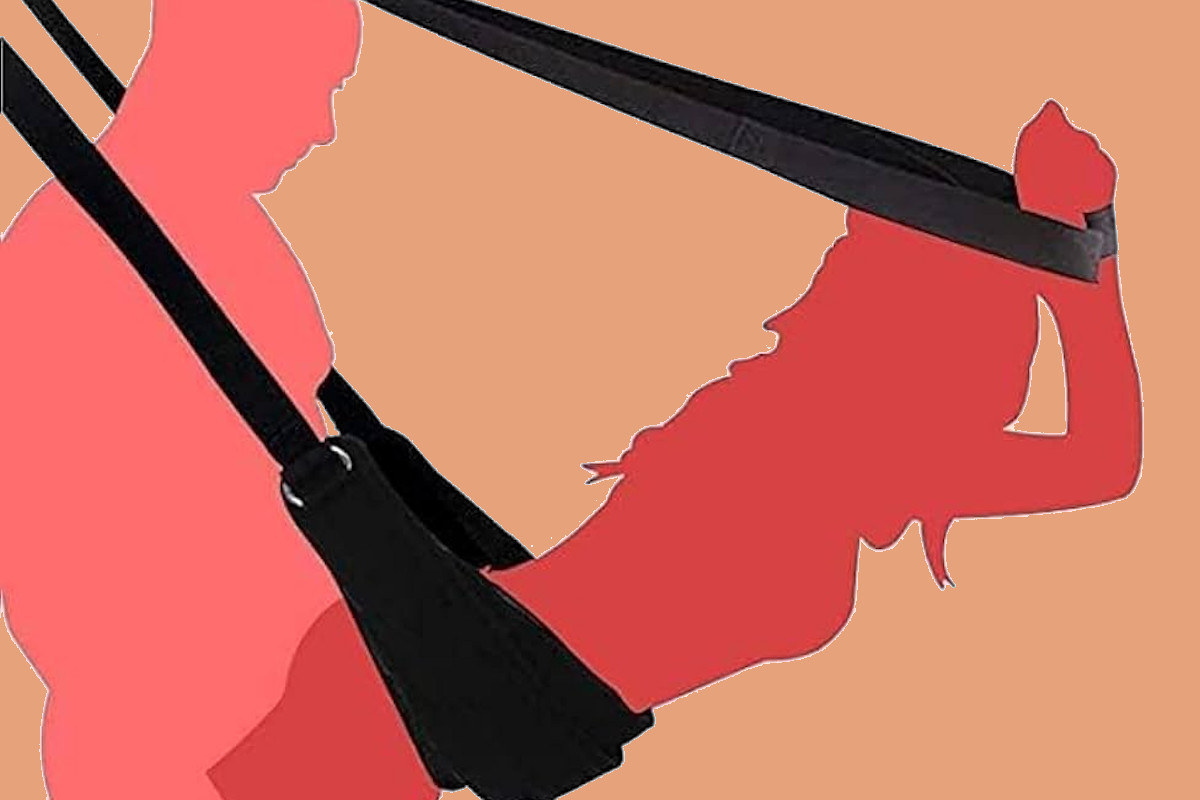 Sexo suspendido en columpio del amor