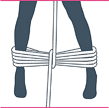 nudo bondage bastón de mando, quinto paso