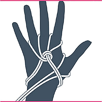 nudo bondage guantes, paso cinco