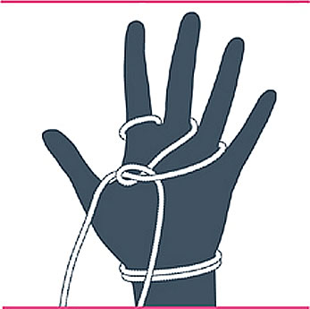 nudo bondage guantes, paso cuatro