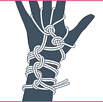 nudo bondage guantes, paso diez