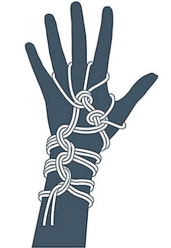 nudo bondage guantes, paso nueve