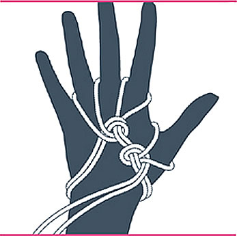 nudo bondage guantes, paso seis