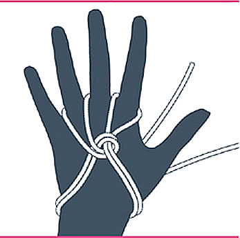 nudo bondage guantes, paso tres